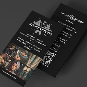 Cartão De Visita Tatuagem Moderna Mínima Tatuadora Tatuadora Negra