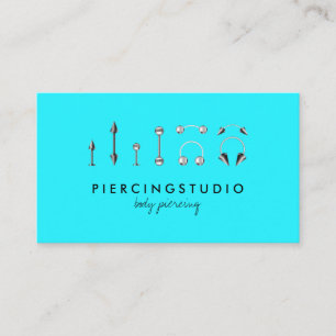 Cartão De Visita Tatuagem Piercing Corporal Azul Turquesa