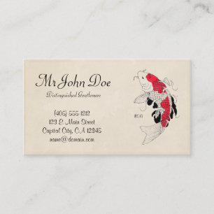 Cartão De Visita Tatuagem vermelho japonês oriental clássico dos