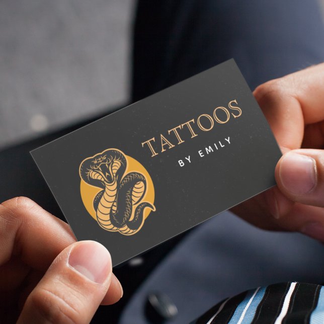 Cartão De Visita Tatuagens Do Seu Nome Cobra Místico Preto-Réptil (Criador carregado)