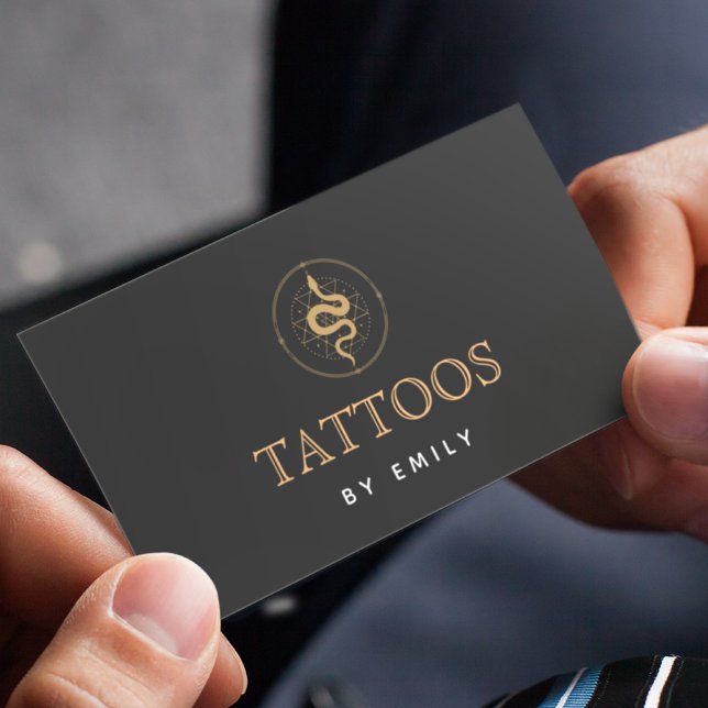Cartão De Visita Tatuagens Pelo Seu Nome Místico Elegante Cobra Pre (Criador carregado)