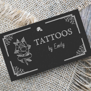 Cartão De Visita Tatuagens Por Seu Nome Simples Preto E Branco Mode