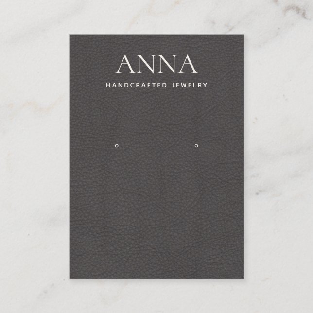 Cartão De Visita Taupe Brown Leather Earring Display (Frente)