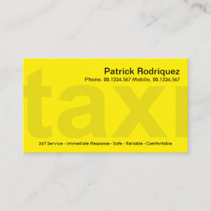 Cartão De Visita Taxi Amarelo Brilhante Sinalização Privada Taxi