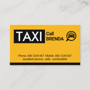 Cartão De Visita Táxi Amarelo Carro Preto Tab
