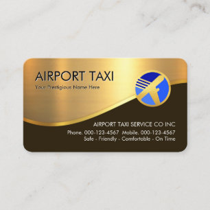 Cartão De Visita Táxi de Aeroporto Avião Onda Dourada com Estilo