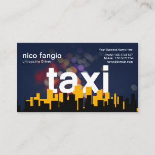 Cartão De Visita Táxi flutuante das luzes noturnas Bokeh City Skyl
