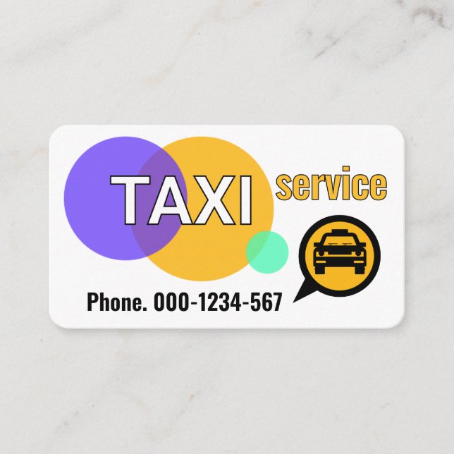 Cartão De Visita Taxi Radius Circles Cab Service (Frente)