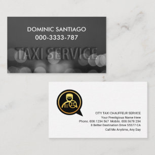Cartão De Visita Taxi Service City Lights Bokeh