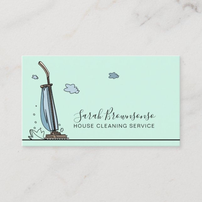 Cartão De Visita Teal Blue Janitorial Maid House Clearing Services (Frente)