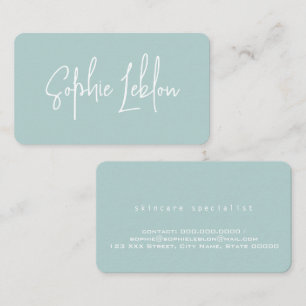 Cartão De Visita Teal de Nome de Caligrafia Elegante Simples