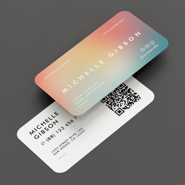 Cartão De Visita Teal de pêssego profissional mínimo (Minimal Professional Aesthetic Ombre Peach Teal Business Card
)