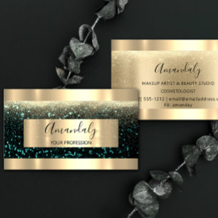Cartão De Visita Teal Dourado do Planejador de Eventos do Artista d