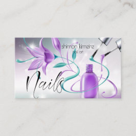 Cartão De Visita Teal & Violet Nail Artist Professional Salon Spa