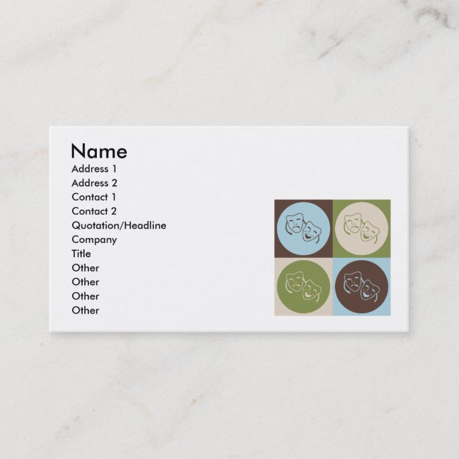 Cartão De Visita Teatro de pop art (Frente)