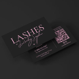Cartão De Visita Técnica de Cílios Minimalista Estética Rosa Preto