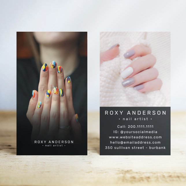 Cartão De Visita Técnico Artista de Foto Nail (Criador carregado)
