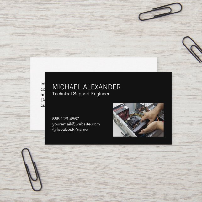 Cartão De Visita Técnico de computador substituindo hardware (Frente/Verso In Situ)