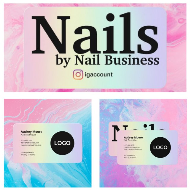 Cartão De Visita Técnico de Design de Unhas (Design Nail Technician Business Card
)