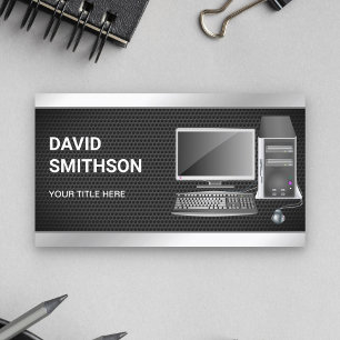 Cartão De Visita Técnico de reparação de computadores desktop Black