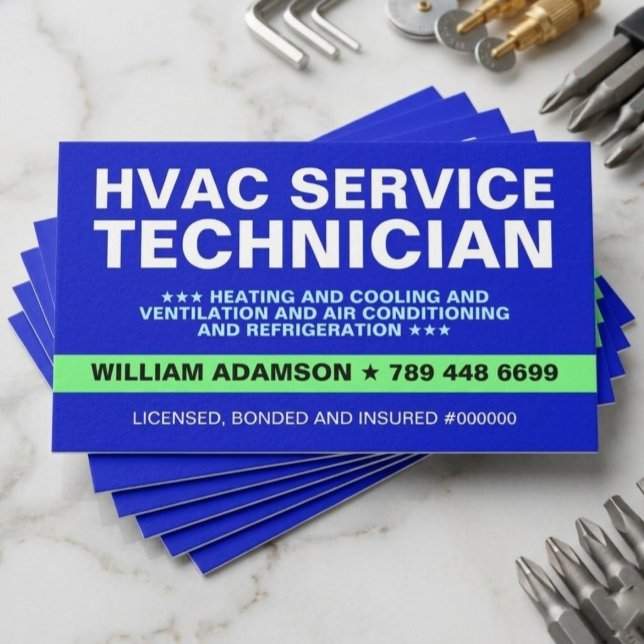 Cartão De Visita Técnico de Serviço de HVAC (Heating, air conditioning, and refrigeration mechanics and installers (HVAC technicians) )
