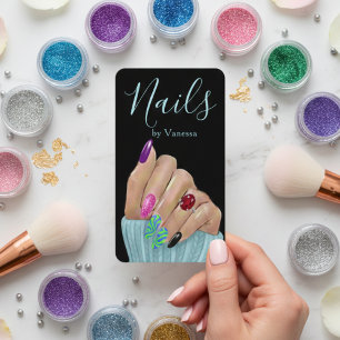 Cartão De Visita Técnico de Unhas Classy Código QR de Artista de Un