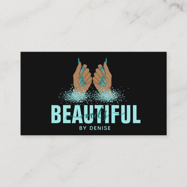 Cartão De Visita técnico de unhas de holografia para mulheres salõe (Frente)