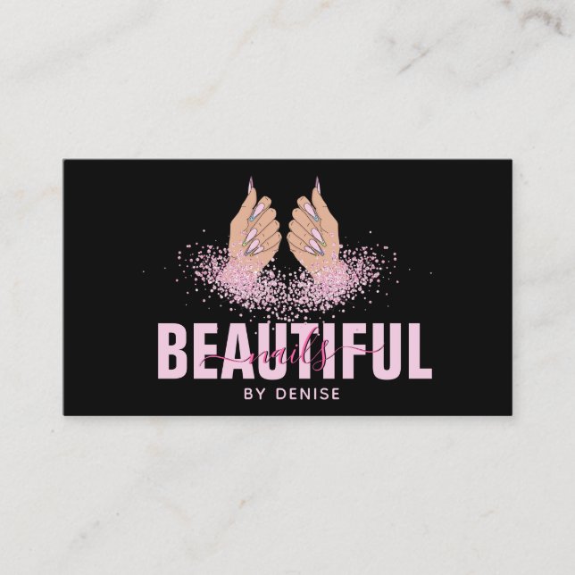 Cartão De Visita técnico de unhas de holografia para mulheres salõe (Frente)