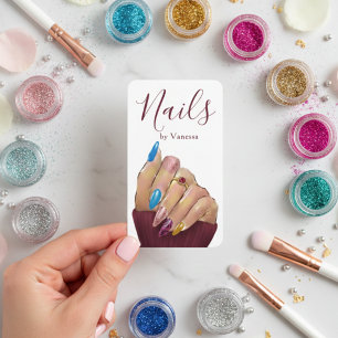 Cartão De Visita Técnico de Unhas Elegante Código QR de Arte de Unh