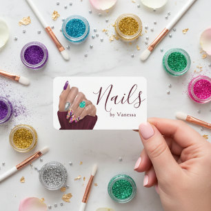 Cartão De Visita Técnico de Unhas Elegante Marcação Artista de Unha