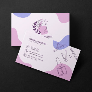 Cartão De Visita Técnico de Unhas Elegante Rosa e Roxo Manicure