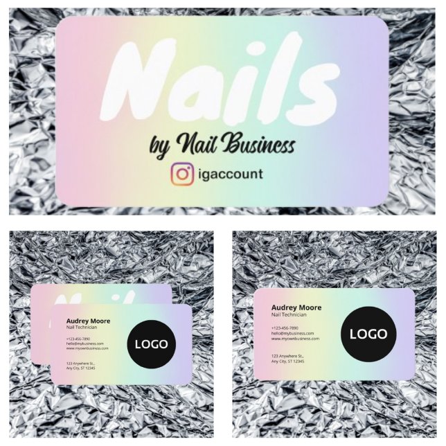 Cartão De Visita Técnico de Unhas Modelo (Template Nail Technician Business Card
)