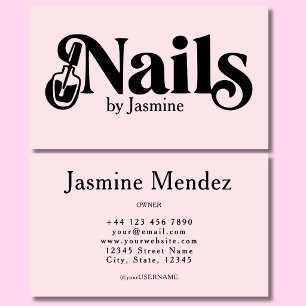 Cartão De Visita Técnico de Unhas Rosa Bege Profissional Manicure S