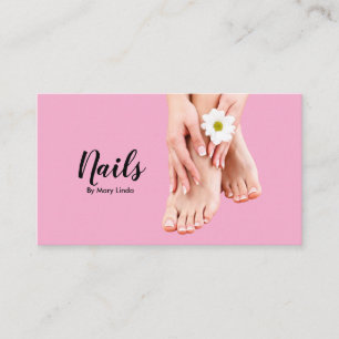Cartão De Visita Técnico de Unhas Rosa Elegante