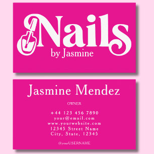 Cartão De Visita Técnico de Unhas Rosa Quente Salão de Manicure Pro