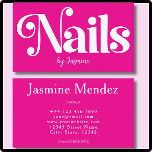 Cartão De Visita Técnico de Unhas Rosa Quente Salão de Manicure Pro