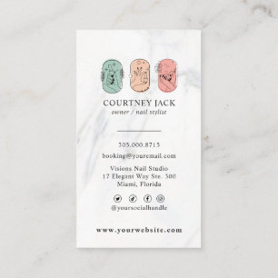 Cartão De Visita Técnico de unhas Stylist Manicurista Luxury Marbl