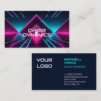 Cartão De Visita Tecnologia Cibernética Futurista Neon Synthwave Dj
