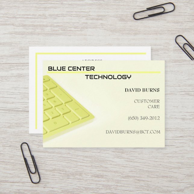 Cartão De Visita Tecnologia de informação amarela do teclado (Frente/Verso In Situ)