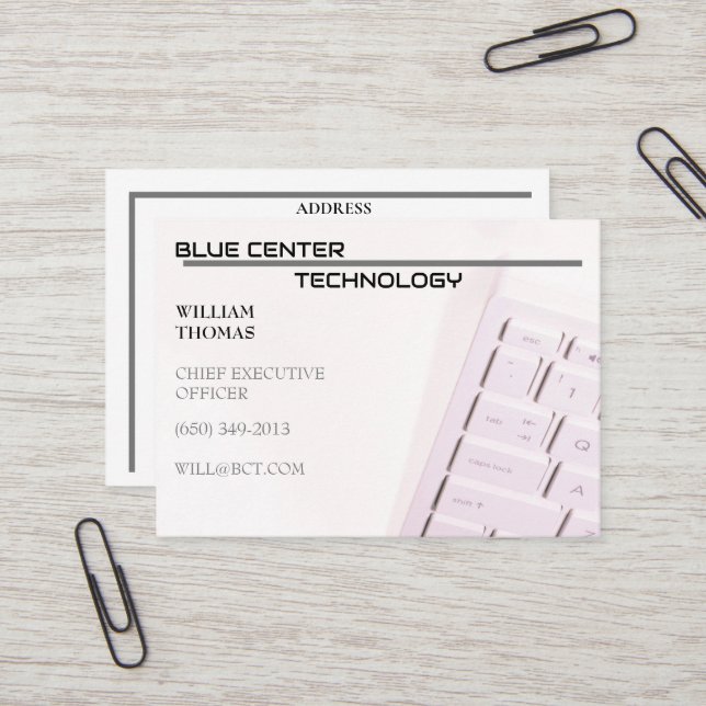 Cartão De Visita Tecnologia de informação RT de teclado branco (Frente/Verso In Situ)