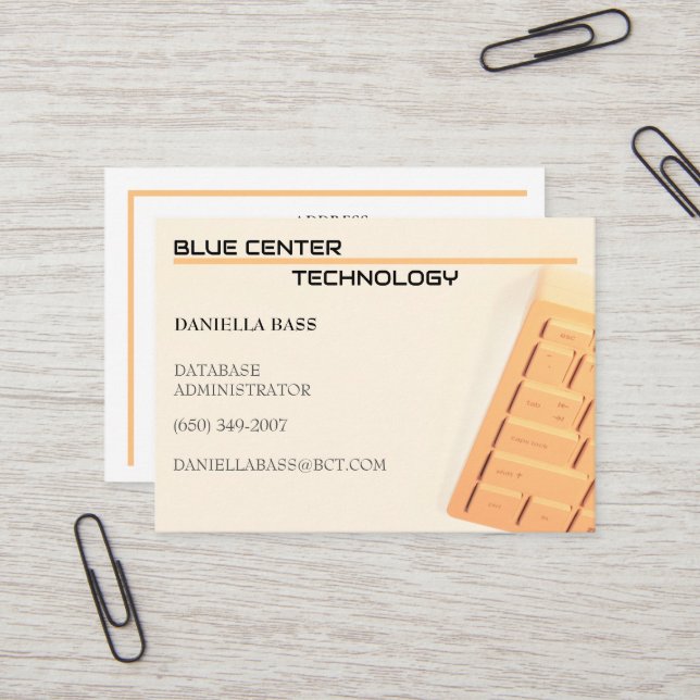Cartão De Visita Tecnologia de informações do teclado laranja (Frente/Verso In Situ)
