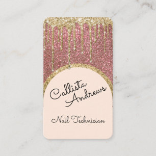 Cartão De Visita Tecnologia Glamorus Bling Rosa Glitter Dourado Nai