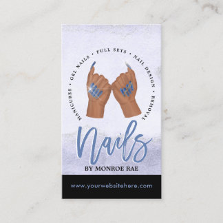 Cartão De Visita Tecnologia Nail / Unhas Salon Blue Glam