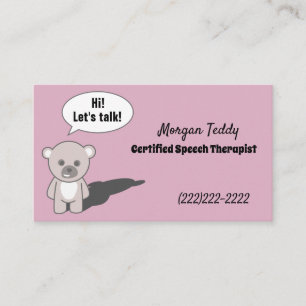 Cartão De Visita Teddy Bear Falando Em Terapêutica De Fala Impress