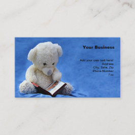 Cartão De Visita Teddy Bear Time to Read Blue Stuffed Animal, ZKOA