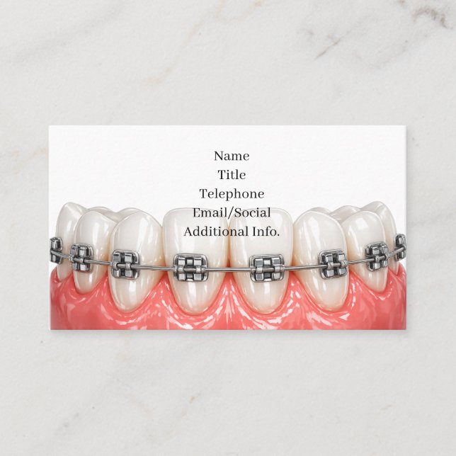 Cartão De Visita Teeth Braces Orthodontics Dentist Business Card (Frente)