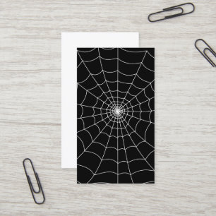 Cartão De Visita teia de aranha de Halloween preta e branca padrão