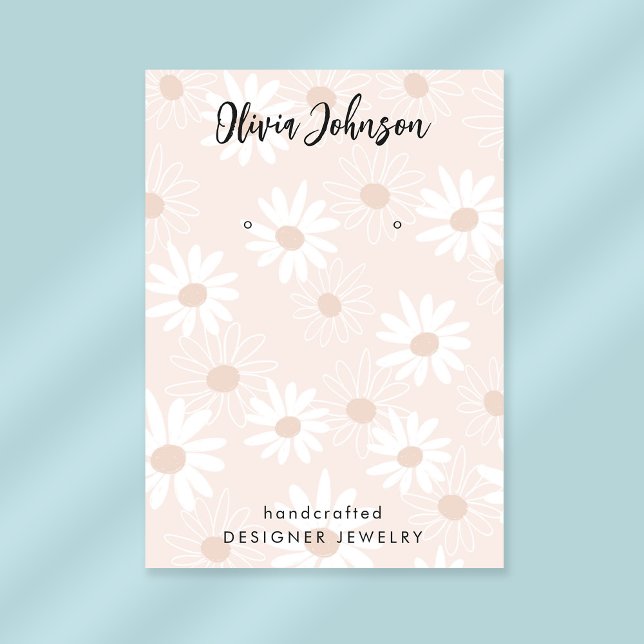 Cartão De Visita Tela Chic Daisy Floral Pattern Jewelry Earring (Stylishly Personalize with Your Custom Name & Optional Text.)