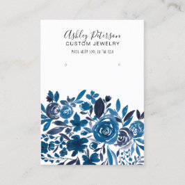 Cartão De Visita Tela de brinco de joias azul-aquática floral
