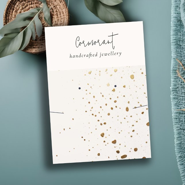 Cartão De Visita Tela de colar branco Dourado com manchas de chic (Criador carregado)